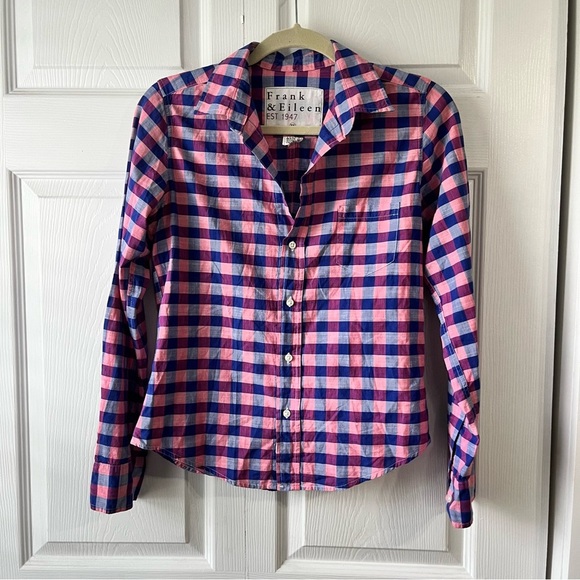 Frank Eileen XSmall Pink Check Plaid Flannel Barry Button Down Shirt Long Sleeve - Picture 1 of 4